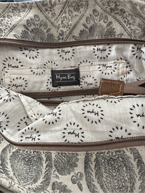 Myra Bag Handbags - Myra Bag Beige and Brown Patterned Tote